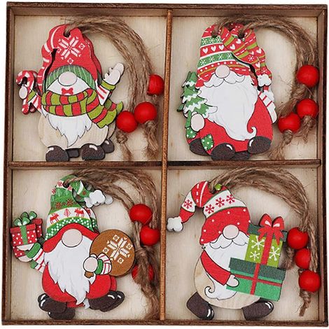Weihnachtsschmuck, 12 Stück Weihnachtsbaum-Anhänger, bunte gesichtslose Puppe, niedliche Charms, Weihnachts-Hängeornamente, Paar-Stile, Weihnachtszwerg, C (1/4)