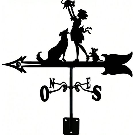 Dog And Man Weathervane Stnless Steel Wind Vane Wind Direction Indicator With Garden Decoration Outdoor Rooftop Measuring Device (1/5)