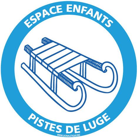 PANNEAU INFORMATION ESPACE ENFANT SPECIAL LUGE (H0392) - Plastique PVC 1,5 mm - Diamètre 125 mm