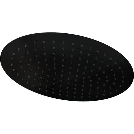 Pomme de douche ovale 40 x 30 cm en acier inoxydable noir mat orientable (1/3)