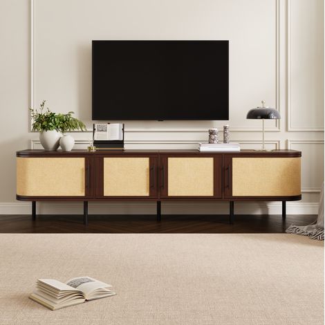 Mobile TV 180x40x45 cm in MDF marrone con 4 ante e vano contenitore - MEUBLIV (1/5)