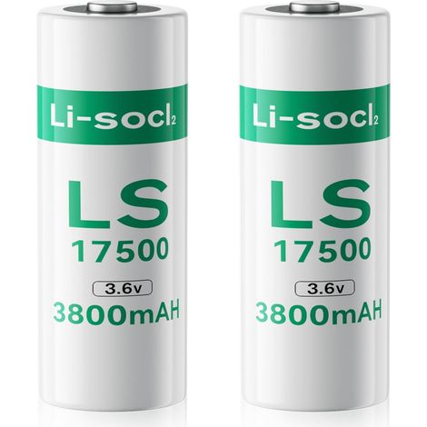 Lot de 2 Piles LS17500, 3,6 V 3800mAh Batterie Lithium Haute Capacité (Non-Rechargeable) (1/5)