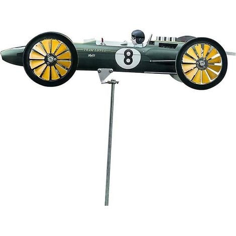vert Moulin A Vent De Voiture De Course De Jardin En Metal Suspendu 3d Pour Jardin Exterieur, Pelouse, Cour, Moulin A Vent, Decoration De Sculptur