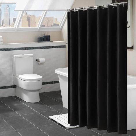 Rideau de douche en textile, rideau de bain anti-moisissure, imperméable, rideau de douche pour baignoire avec 8 anneaux, 180 x 200 cm (1/5)