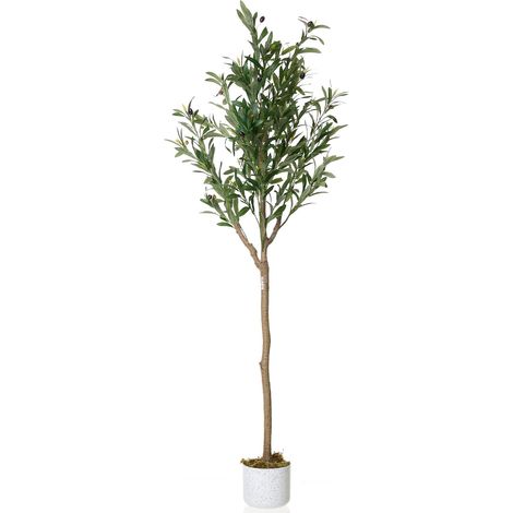 Olivier artificiel Garvee 150 cm 22 olives jardinière blanche décoration salon maison bureau