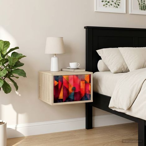 vidaXL Mesita de noche de pared HEESCH Roble Sonoma 36 x 33 x 25 cm (1/4)