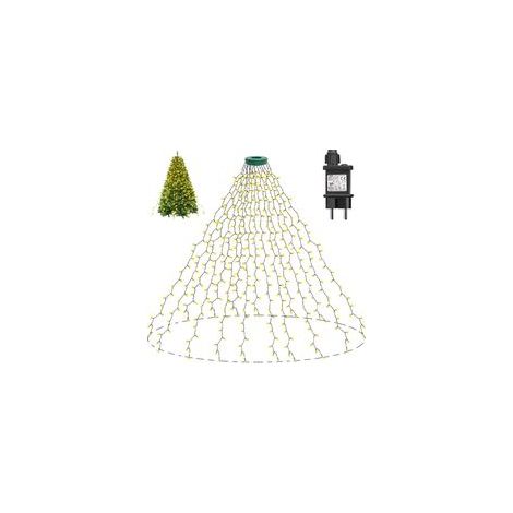 Guirnalda de luces para árbol de Navidad de 2 m x 16 m, 400 LED (12,4 m), 8 modos, decoración navideña para el hogar, jardín y patio (blanco cálido). (1/4)