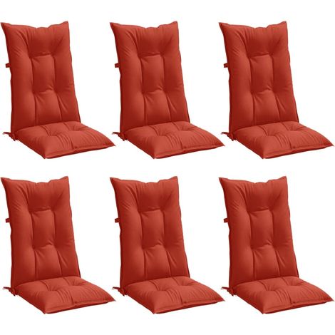 vidaXL Coussins de chaise à dossier haut lot de 6 rouge mélangé tissu