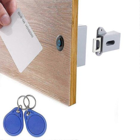 Serrure électronique dissimulée pour armoire, verrou caché, loquet RFID à monter soi-même, compatible avec les armoires, tiroirs et unités de rangement en bois. (1/5)