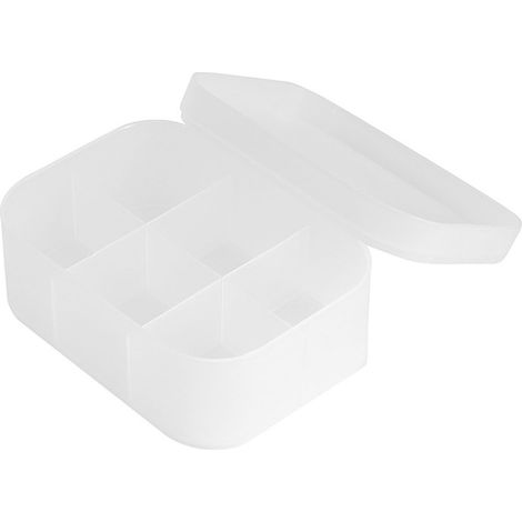 Organisateur Cosmétique Desktop Plastique Transparent Frosté avec Couvercle Boîte de Rangement Makeup pour Bureau S 6 Compartiments (1/5)