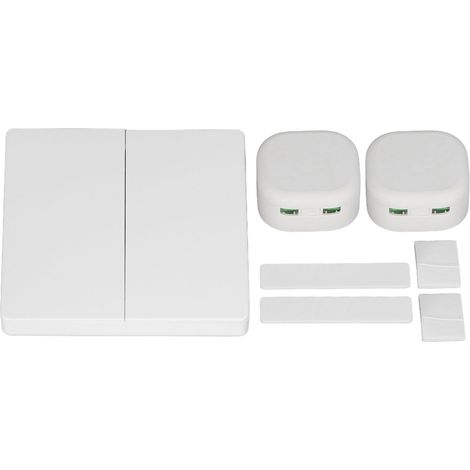 Interrupteur sans fil à panneau lumineux LED auto-alimenté, bouton à bascule AC100-240V pour appareils électroménagers, deux boutons (1/5)