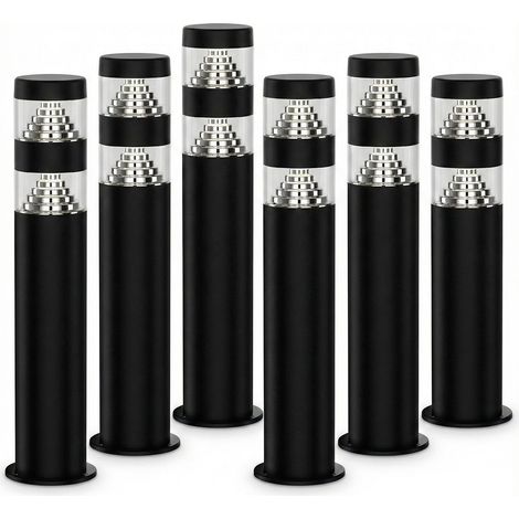 Arum Lighting – Lot de 6 bornes de jardin 9W LED noir 4000K – Hauteur 40 cm – IP44 pour extérieur – 1000 lumens – Acier inoxydable