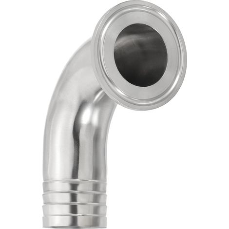 Coude à 90 Degrés Tri Clamps Tuyau Cannelé, Raccord de Tuyau de Barbe 1 1/4 Pouce Tube 50,5mm Ferrule (1,5 Tri Clamps) en Acier Inoxydable 304 (1/5)
