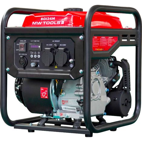 Mw Tools – Groupe électrogène inverter essence 3,5 kW – Onde sinusoïdale pure – Autonomie 6h – Poids 27 kg – BGI34M