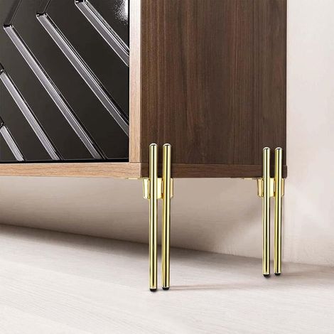 Patas de metal color dorado para muebles, 18 cm – Base silenciosa y antideslizante – Protectores de goma para el suelo – Para sofás y mesas de centro (1/3)