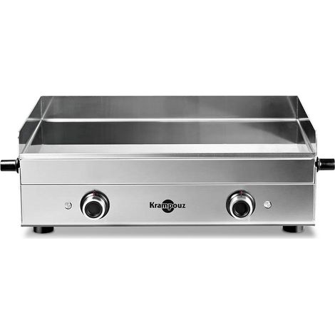 Krampouz – Plancha électrique 2 feux inox 65 x 39 cm – 2 thermostats réglables 50-300°C – Bac récupérateur de graisses amovible (1/5)