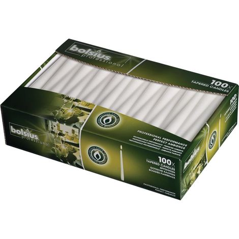 Bolsius Tapered Dinner Candles - 10 Inch - 100 Pack - White (1/5)
