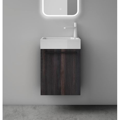 Mai & Mai Mobile Bagno Sospeso46x26x63cm, Mobile da Bagno con Cassetto Include Lavabo, Grigio Scuro, Seria Pisa (1/5)
