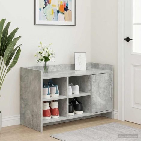 Beyamis Meuble à chaussures avec porte Gris béton 100 x 39,5 x 51 cm (1/5)