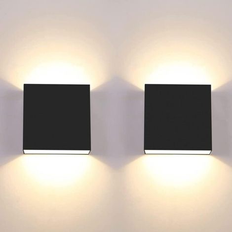 2 pièces mur LED lumière 6W moderne intérieur applique murale 3000K noir carré applique murale pour chambre salon (1/4)