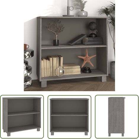 The Living Store Buffet HAMAR Gris clair 85x35x80 cm Bois massif de pin - Buffet - Meuble De Rangement - Armoire - Commode - Bois Massif (1/5)