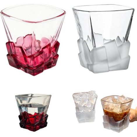 Verres à whisky et café lot de 2 de 300 ml - verres carrés à glaçons pour cocktails, coloris assortis (1/5)