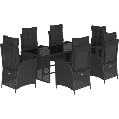 Maison Exclusive - 7-tlg. Garten-Essgruppe mit Kissen Schwarz Pol