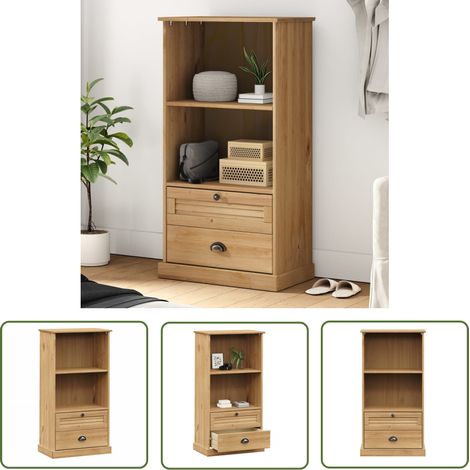 The Living Store Bücherregal VIGO 60x35x114,5 cm Massivholz Kiefer - Holz Regal - Buche Regal - Bücherregal - Schreibtisch - Wohnzimmereinrichtung (1/5)