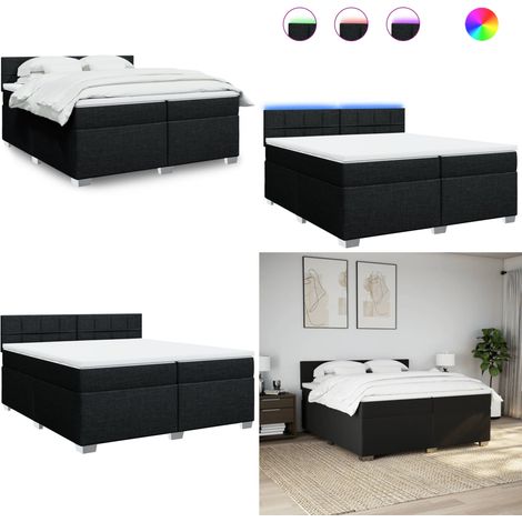 Boxspringbett mit Matratze Schwarz 200x200 cm Stoff - Boxspringbett - Doppelbett - Schlafsystem - Schlafzimmermöbel - Bettenrahmen - Home & Living