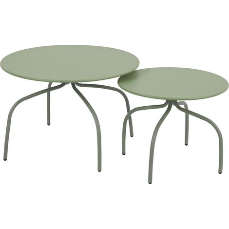 Lot de 2 tables basses gigognes de jardin vert sauge