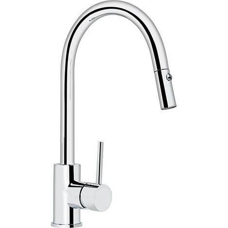 Mitigeur d'evier Salsa chrome avec douchette extractible H:372mm, entraxe 208mm