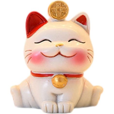 Statuette de chat chinois miniature, chat porte-bonheur, décoration pour étagère
