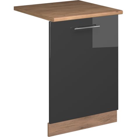 Panel frontal del lavavajillas Fame-Line, Antracita alto brillo, 60 cm , ET Roble, Vicco (1/5)