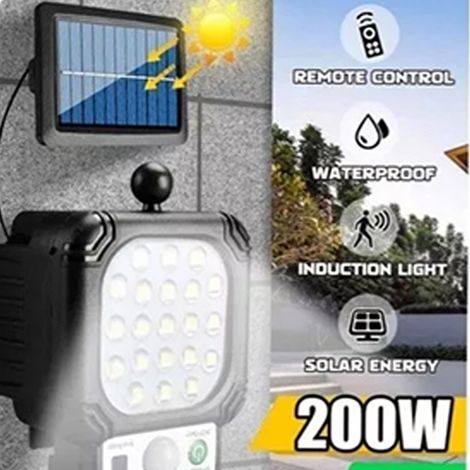 Nouvelle lampe solaire d'extérieur avec détecteur de mouvement à 21 LED, adaptée à une utilisation à la maison et au jardin, ultra-lumineuse, étanche, applique murale de type divisé avec panneau de mo (1/5)