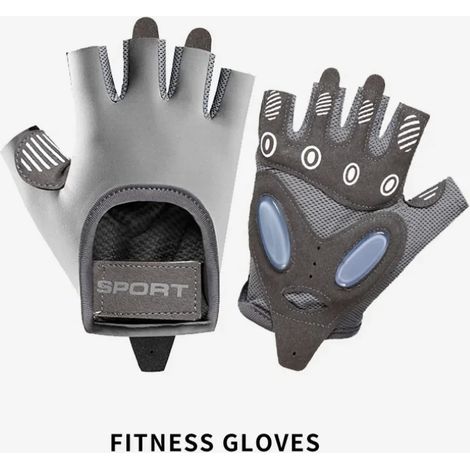 (Gris, Taille S) Gants d'entraînement de fitness et de musculation, antidérapants pour l'haltérophilie et l'exercice. (1/5)