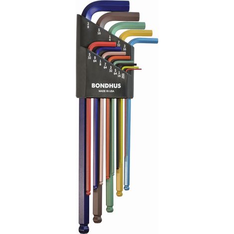 Set mit 13 ColorGuard™ Winkelschlüsseln mit Kugelspitze in .050-3/8" Zoll  Bondhus 69637