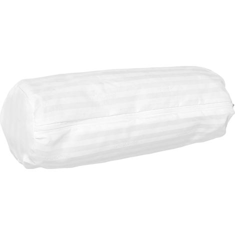 d oreiller cylindrique en tissu blanc avec fermeture éclair (1/5)