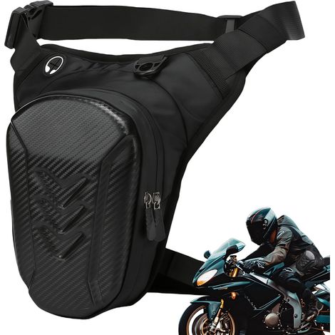 Motorrad-Beintasche: Motorrad-Hüfttasche für Damen und Herren, Motorrad-Oberschenkeltasche, Motorrad-Hüfttasche, Beintasche zum Wandern, Motorradfahren und Angeln (schwarz), Schwarz, 0