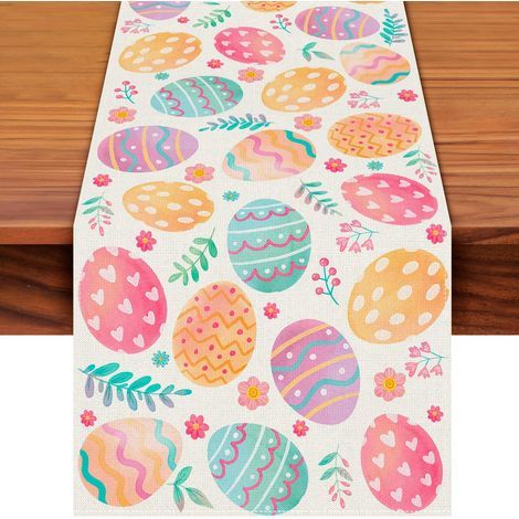 Oster-Tischläufer mit Eiermotiv – 183 x 33 cm – Buntes Eierdesign – Für Frühlingsfeste – Perfekt für Zuhause (1/5)