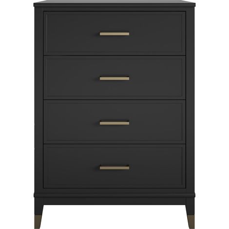 Commode avec 4 tiroirs en effet bois noir (1/5)
