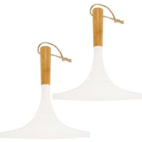 Shower squeegee (set of 2) – practical shower squeegee for the shower or windows – bathroom squeegee with hanging loop – white/natural color