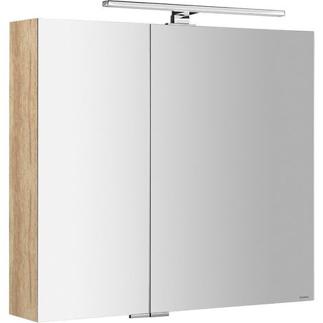 Armoire à miroir MIRRÖ avec éclairage LED, 3x portes, 120x70x16cm, chêne Alabama (1/4)