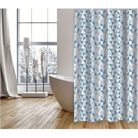 CALENDO Cortina de Ducha de Poliéster 180x200cm CALIDAD PREMIUM Azul - Anillas incluidas MSV (1/4)