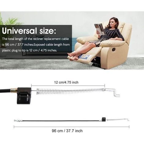 Ersatzkabel für Relaxsessel, 96 cm, 2 Stück. Robuste Konstruktion aus Stahl und PVC. Einfache Montage. Kompatibel mit Sesseln und Sofas. (1/4)