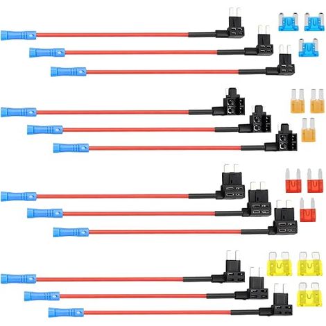 Adaptateurs Porte Fusible 12V pour Voiture 4 Types Circuit Prise Micro2-5A Micro-10A Mini-15A Standard-20A ATO ATC ATM APM avec adaptateurs pour Auto Moto Camion Bateaux (1/5)