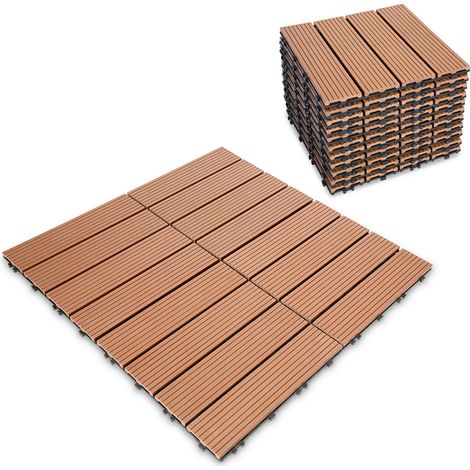 TolleTour Baldosas de patio, baldosas de madera entrelazadas, baldosas de suelo de 30 x 30 cm para jardín y patio, 77 piezas