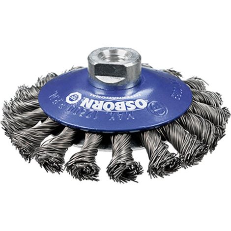 Osborn 0002622131 - Cepillo cónico de acero trenzado, tuerca M14 Ø 100mm y filamento Ø 0.35mm (1/2)