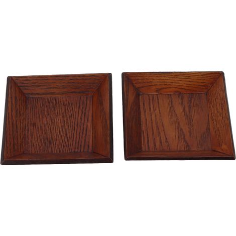 2 Pièces Assiette à Dessert Carrée en Bois Style Japonais, Plateau pour Biscuits et Snacks, Format Compact 8,5x8,5 cm (1/5)