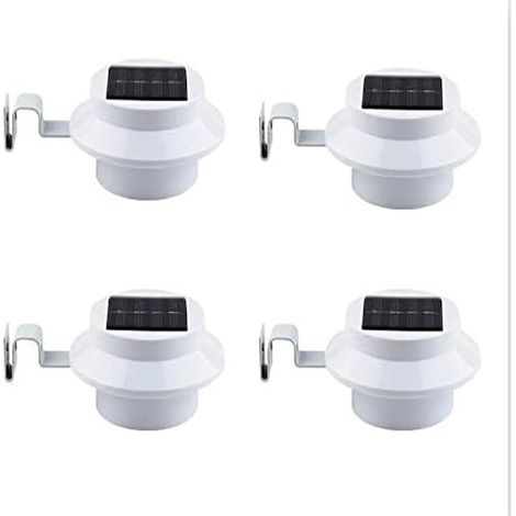 Lampe Solaire - Pour Gouttière - Diamètre 7,5 Cm Hauteur 12,5 Cm - IP65 - Autonome Jour/Nuit - Lot De 4 (1/5)