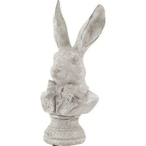 Stone Effect Tuxedo Hare Ornament - Ceramic - L14 x W17 x H38 cm - Grey